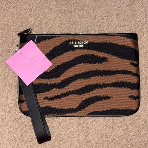 Kate Spade Black and Brown Animal Print Clutch